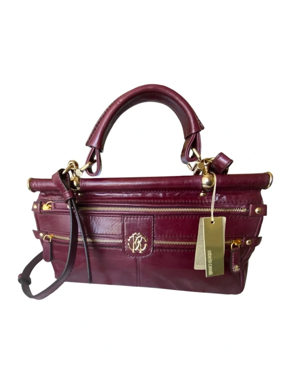 ROBERTO CAVALLI Burgundy Leather NWT Handbag